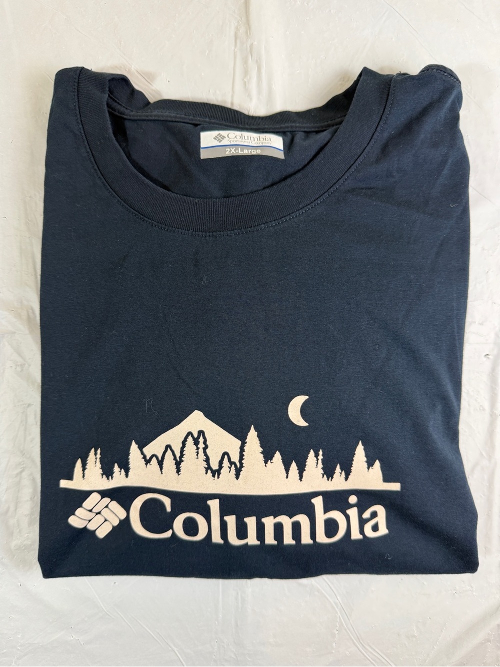 Columbia Navy Blue Long Sleeve Tee with Cream Graphic